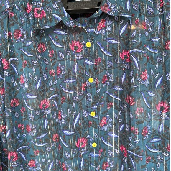 Caffe Marrakesh Floral Sheer Top Women's Size XL Business Casual Flowy - Picture 3 of 6